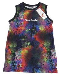 Nové - černo-barevné batikované tílko s nápisem F&F