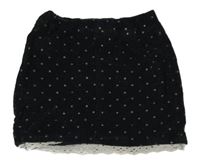 Čierna menšestrová sukňa s hviezdičkami a volánikom s madeirou KOTON KIDS