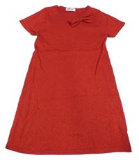 Červené melírované svetrové šaty s mašlou a trblietkami H&M