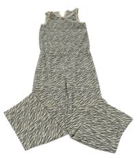 Béžovo-tmavosivý vzorovaný rebrovaný nohavicový overal Koko-Noko