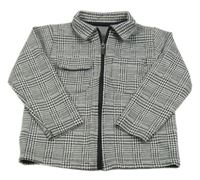 Čierno-biela kockovaná vzorovaná košeľová bunda s golierikom Matalan