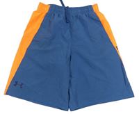 Modro-neónově oranžové šušťákové funkčné kraťasy Under Armour