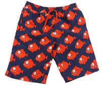 Tmavomodré plážové kraťasy s piraňami Mothercare