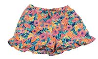 Růžovo-barevné květované lehké kraťasy s listy Primark