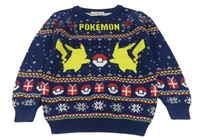 Tmavomodrý vzorovaný sveter s Pikachu Tu