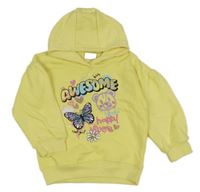 Žlutá mikina s obrázky s nápisem a kapucí Infinity Kids