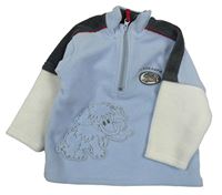 Světlemodro-biela fleecová mikina s nášivkou