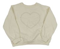 Smotanová mikina so srdcem z kamínků H&M