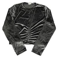 Tmavošedé sametové crop triko Zara