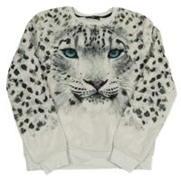 Smotanová chlpatá mikina s levhartem C&A