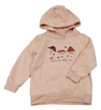 Růžová melírovaná mikina s houbami s flitry a kapucí Topolino