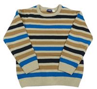 Béžovo-modro-hnedý pruhovaný sveter Lupilu