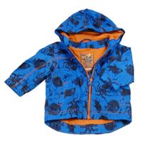 Modrá šusťáková jarní bunda s mořskými živočichy a kapucí Next
