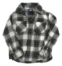 Čierno-sivo-biela kockovaná košeľa Lupilu