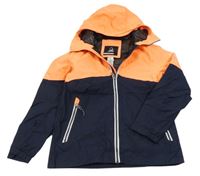 Neonově oranžovo-tmavomodrá šusťáková jarní funkční bunda s kapucí Tribord