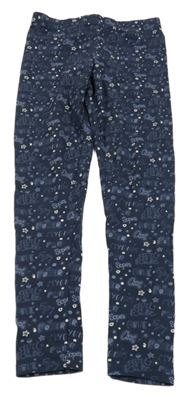 Tmavomodré legíny s nápisy Alive