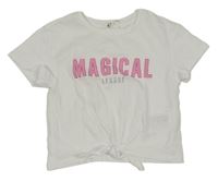 Biele tričko s nápisom a uzlom H&M