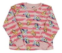 Růžová pruhovaná plyšová pyžamové triko s Bluey Matalan