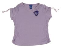 Levandulové tričko s květinou s flitry