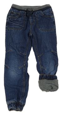 Modré podšité cuff rifle s úpletovým pasem Topolino