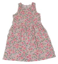 Ružové kvetované bavlnené šaty H&M