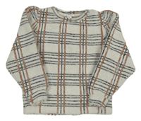Sivo-čierno-bronzový kockovaný chlpatý sveter Primark