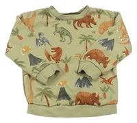 Khaki mikina s dinosaurami Nutmeg