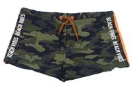 Khaki army nohavičkové plavky s nápisom WE