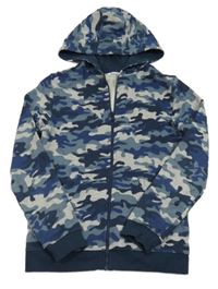 Tmavomodro-sivá army prepínaci mikina s kapucňou M&Co.