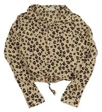 Světlebéžová leopardí crop halenka H&M