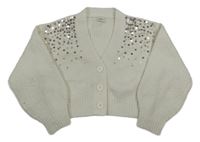 Biely crop prepínaci sveter s flitrami F&F