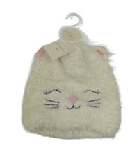 Nové - smetanová pletená čepice s ušima - kočka Primark