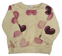 Smotanová mikina so srdiečkami