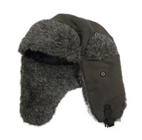 Tmavohnědá šusťáková zateplená beranice s kožešinou 