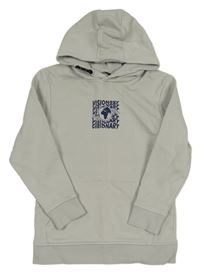 Světlešedá mikina s nápisem a kapucí George