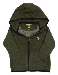 Khaki-černá melírovaná propínací mikina s kapucí F&F