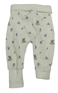 Smetanové žebrované lehké tepláky s obrázky F&F