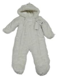 Nová - bílá kožešinová zateplená zateplená kombinéza s kapucí George