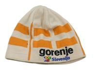 Smetanovo-oranžová čapica s nápisom