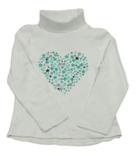 Bílé triko se srdcem a rolákem C&A