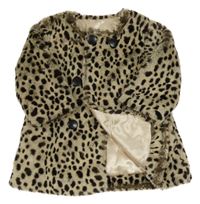 Béžovo-hnědý leopardí kožešinový podšitý kabátek Matalan