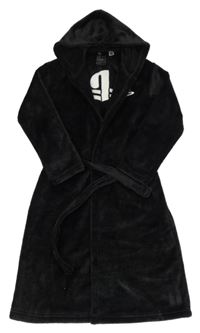 Černý chlupatý župan s PlayStation a kapucí H&M