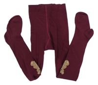 Vínové punčocháče s medvědy H&M