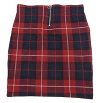 Tmavomodro-červená kockovaná sukňa so zipsom New Look