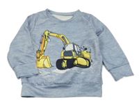 Modrá melírovaná mikina s bágrom