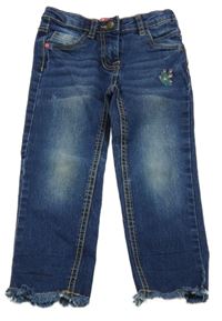 Tmavomodré skinny rifle s výšivkou