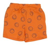 Neonově oranžové teplákové kraťasy se smajlíky dunnes