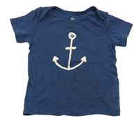 Tmavomodré tričko s kotvou H&M