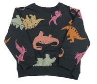 Antracitová mikina s farebnymi dinosaurami Primark