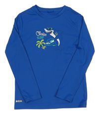 Modré UV triko se žralokem Decathlon